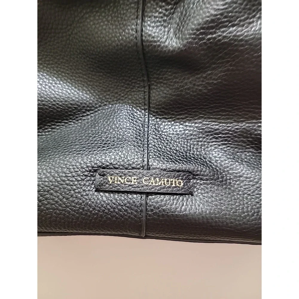 Vince Camuto Hobo Bag in Black Pebbled Leather Handbag Purse.  Gold Hardware